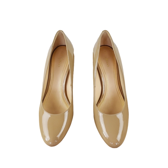 Cole Haan Chelsea Platform Patent Leather Nude Pumps Heels 9.5B - Picture 3 of 10